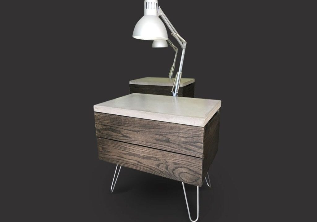 Bedside Table Set - Concrete and Oak